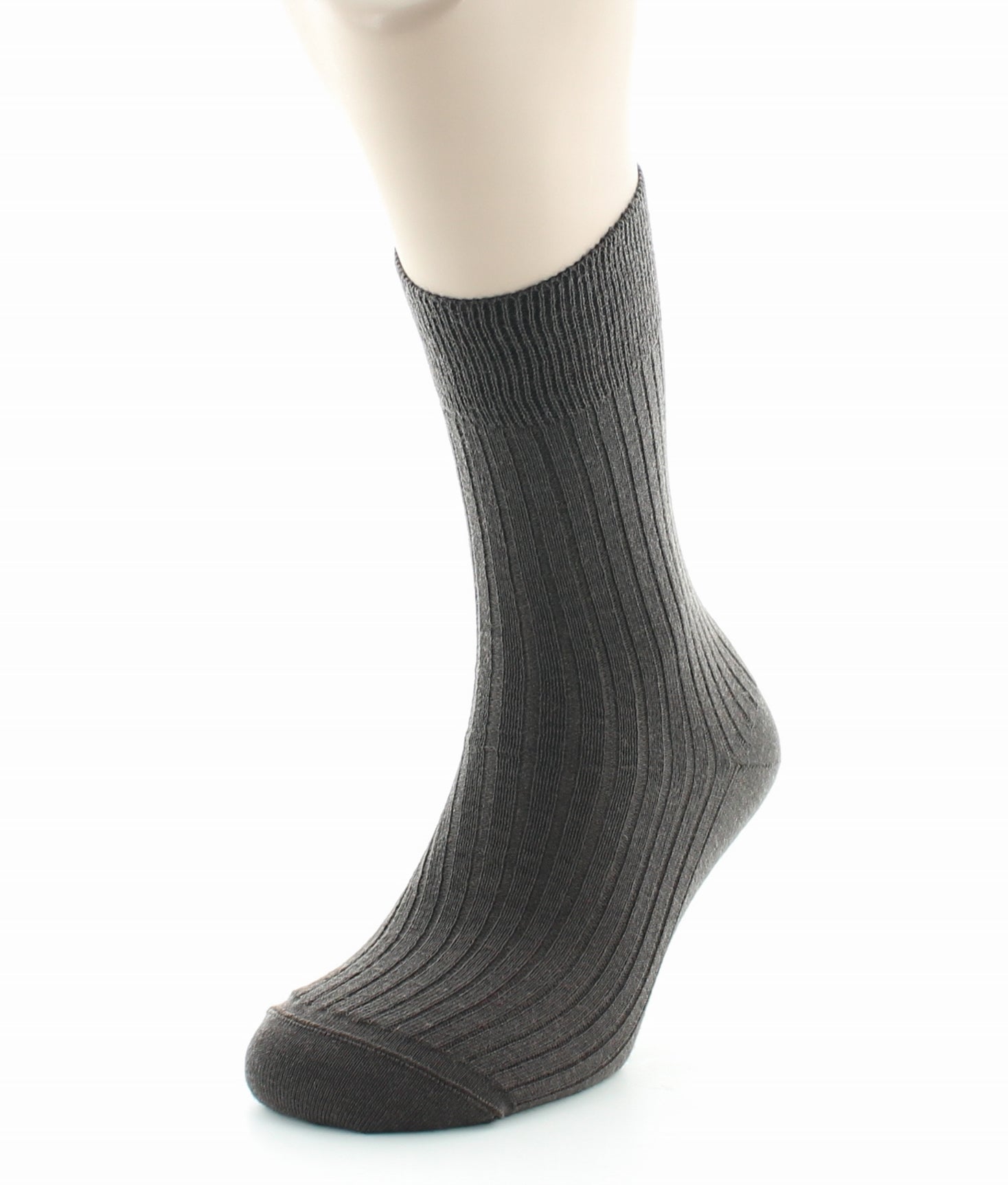 Chaussettes à côtes derby en laine vierge mélangée MARRON