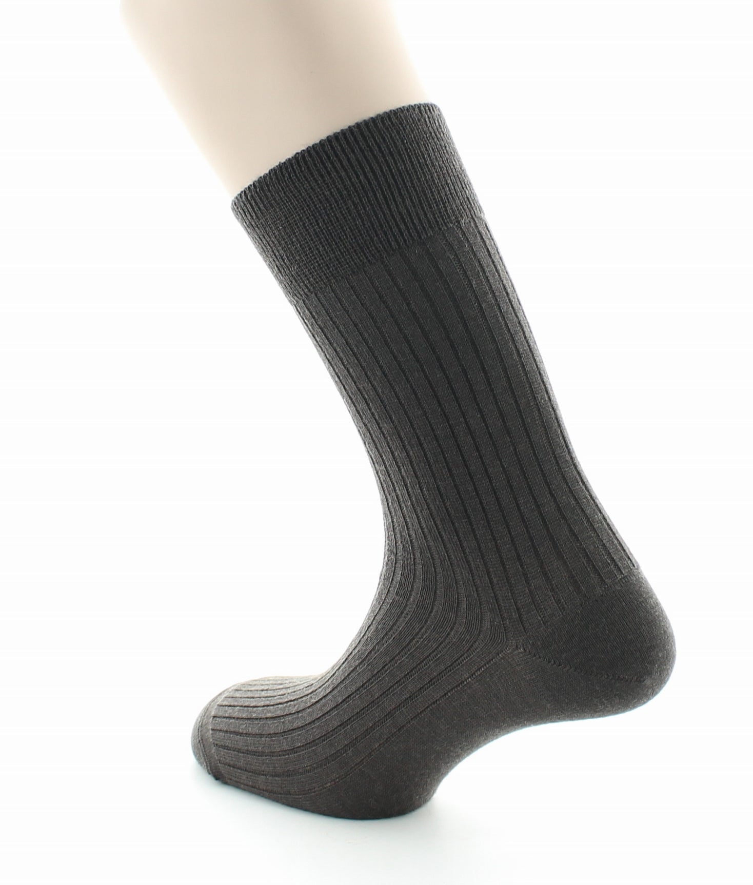 Chaussettes à côtes derby en laine vierge mélangée MARRON