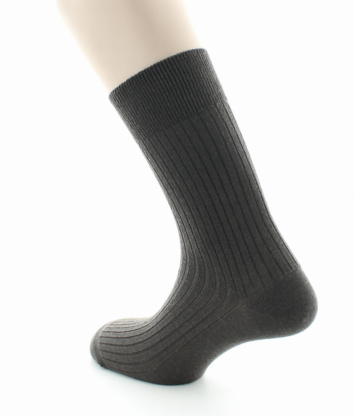Chaussettes à côtes derby en laine vierge mélangée MARRON