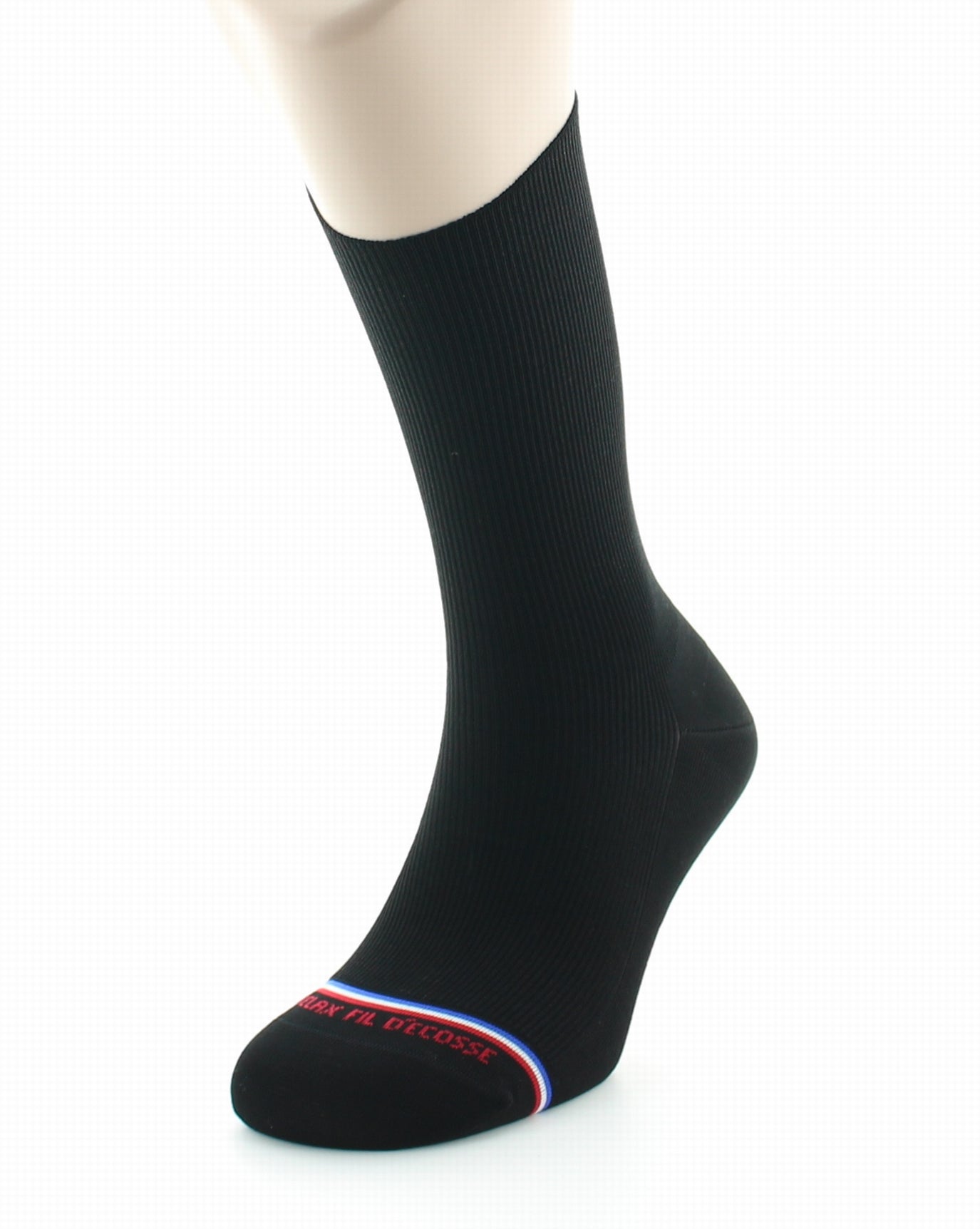 Chaussettes à côtes homme en fil d'Écosse sans élastique Victoire Noir NOIR