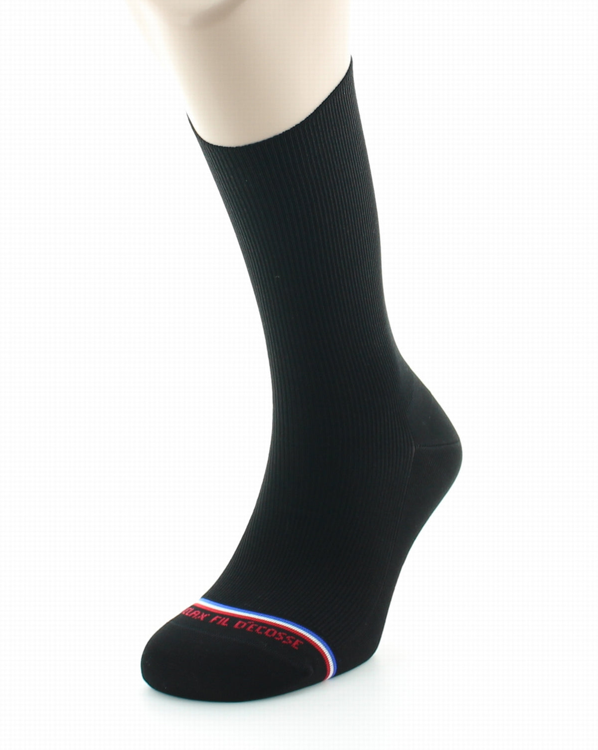 Chaussettes à côtes homme en fil d'Écosse sans élastique Victoire Noir NOIR