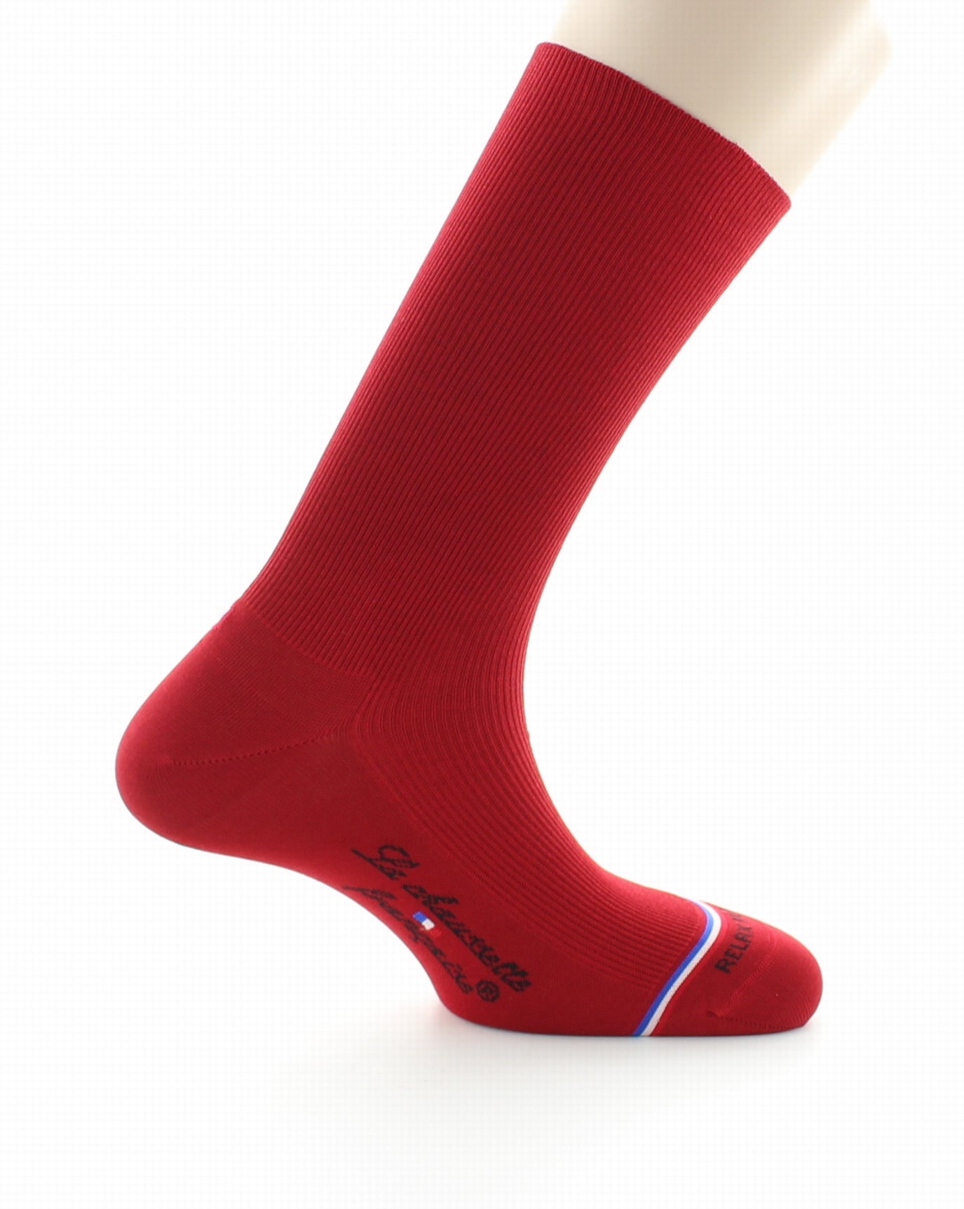 Chaussettes à côtes homme en fil d'Écosse sans élastique Victoire Rouge ROUGE