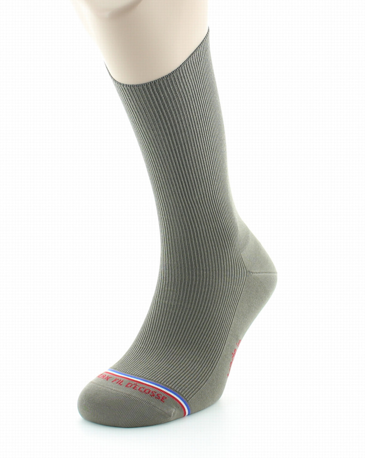 Chaussettes à côtes homme en fil d'Écosse sans élastique Victoire Stone STONE
