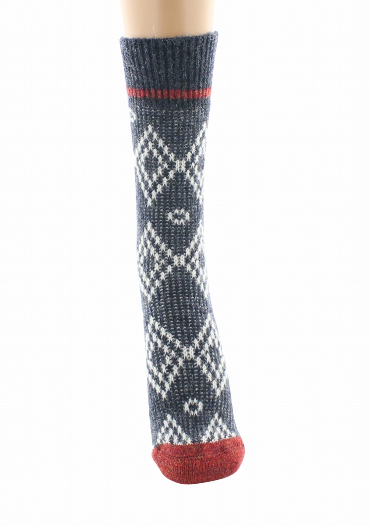 Chaussettes à côtes mixte en baby alpaga jacquard Marine MARINE