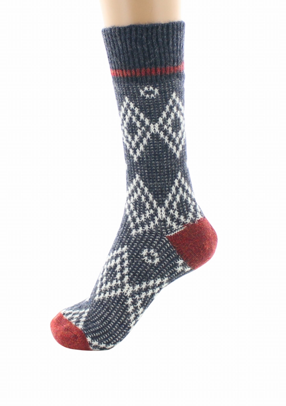 Chaussettes à côtes mixte en baby alpaga jacquard Marine MARINE