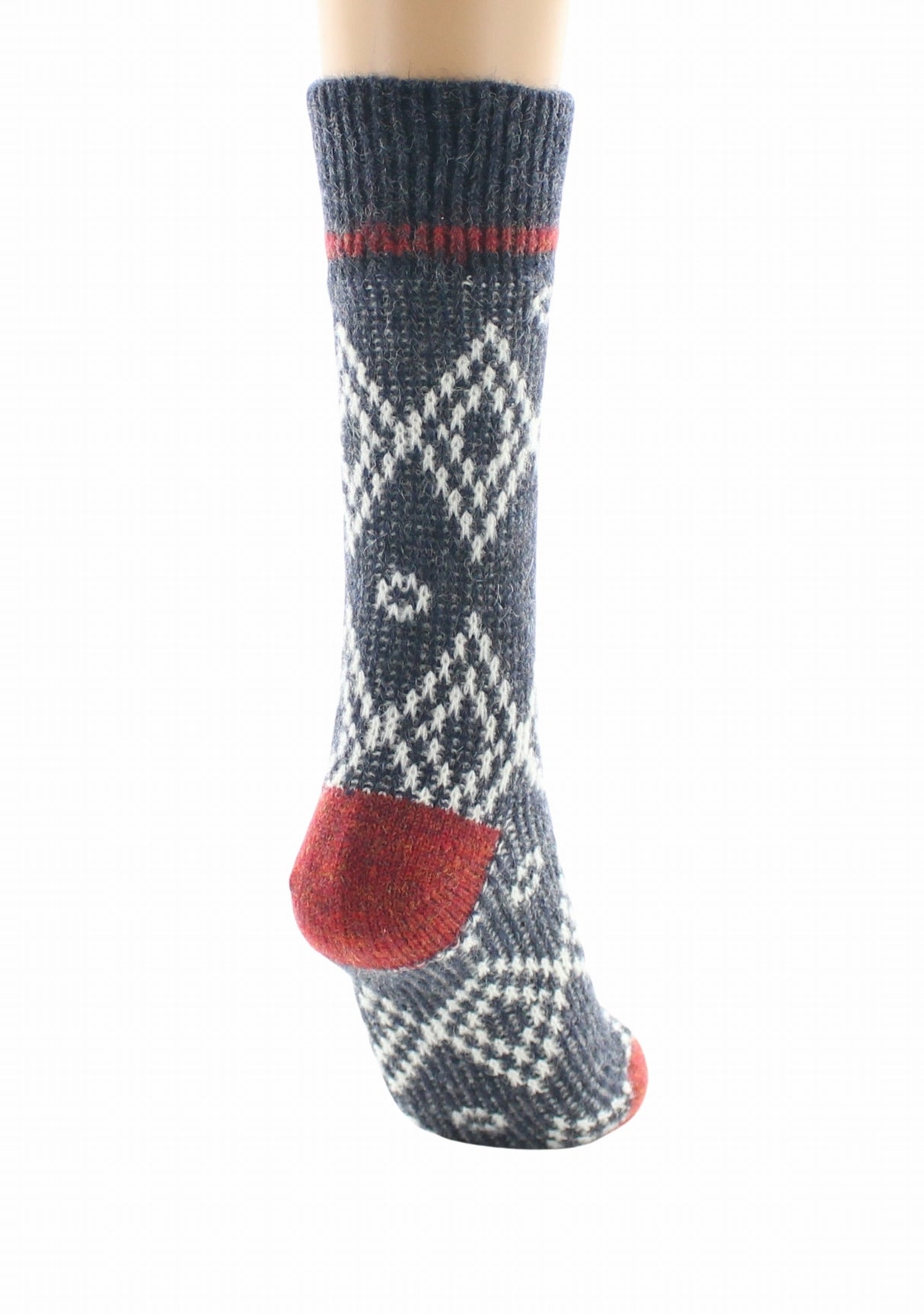Chaussettes à côtes mixte en baby alpaga jacquard Marine MARINE