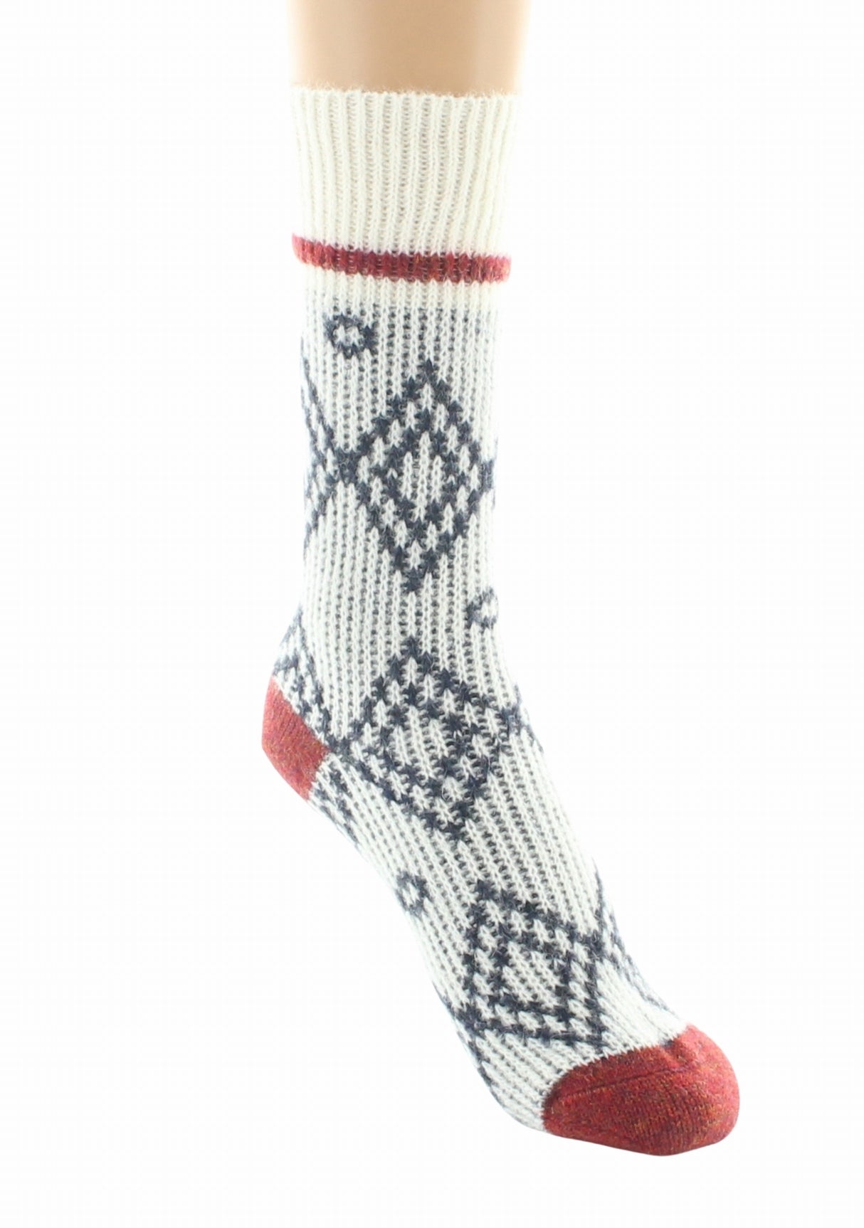 Chaussettes à côtes mixtes en baby alpaga jacquard Écru ECRU