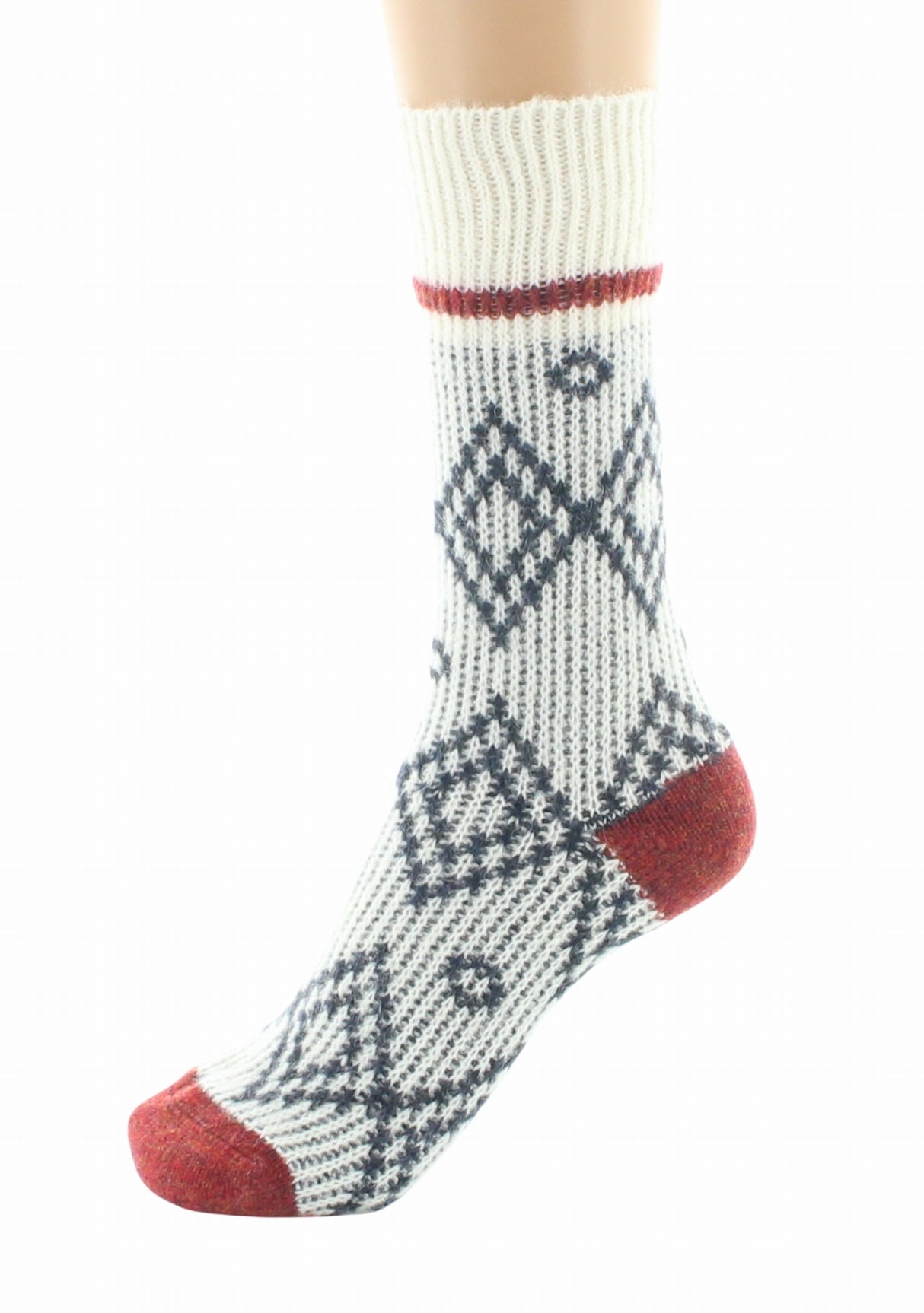 Chaussettes à côtes mixtes en baby alpaga jacquard Écru ECRU