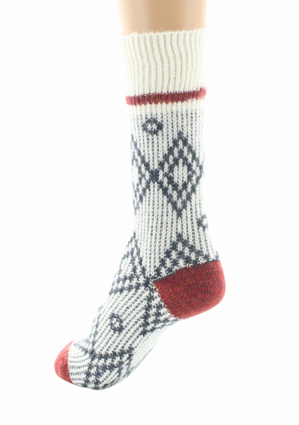 Chaussettes à côtes mixtes en baby alpaga jacquard Écru ECRU