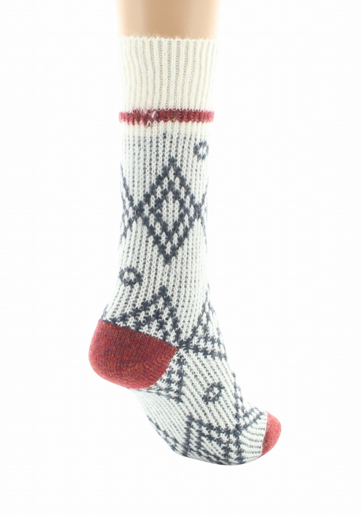 Chaussettes à côtes mixtes en baby alpaga jacquard Écru ECRU