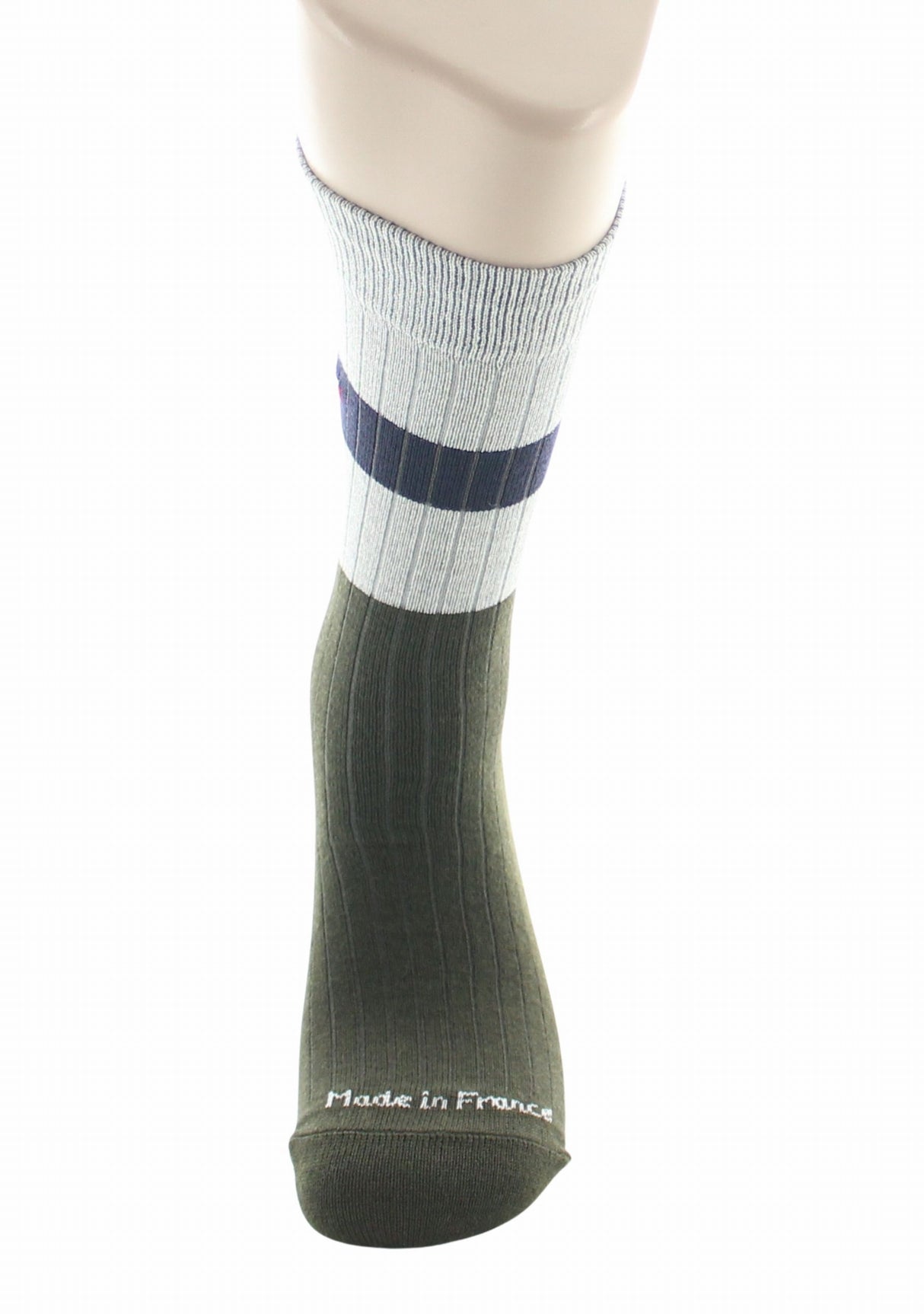 Chaussettes à côtes pour homme en laine Perrin Kaki KAKI