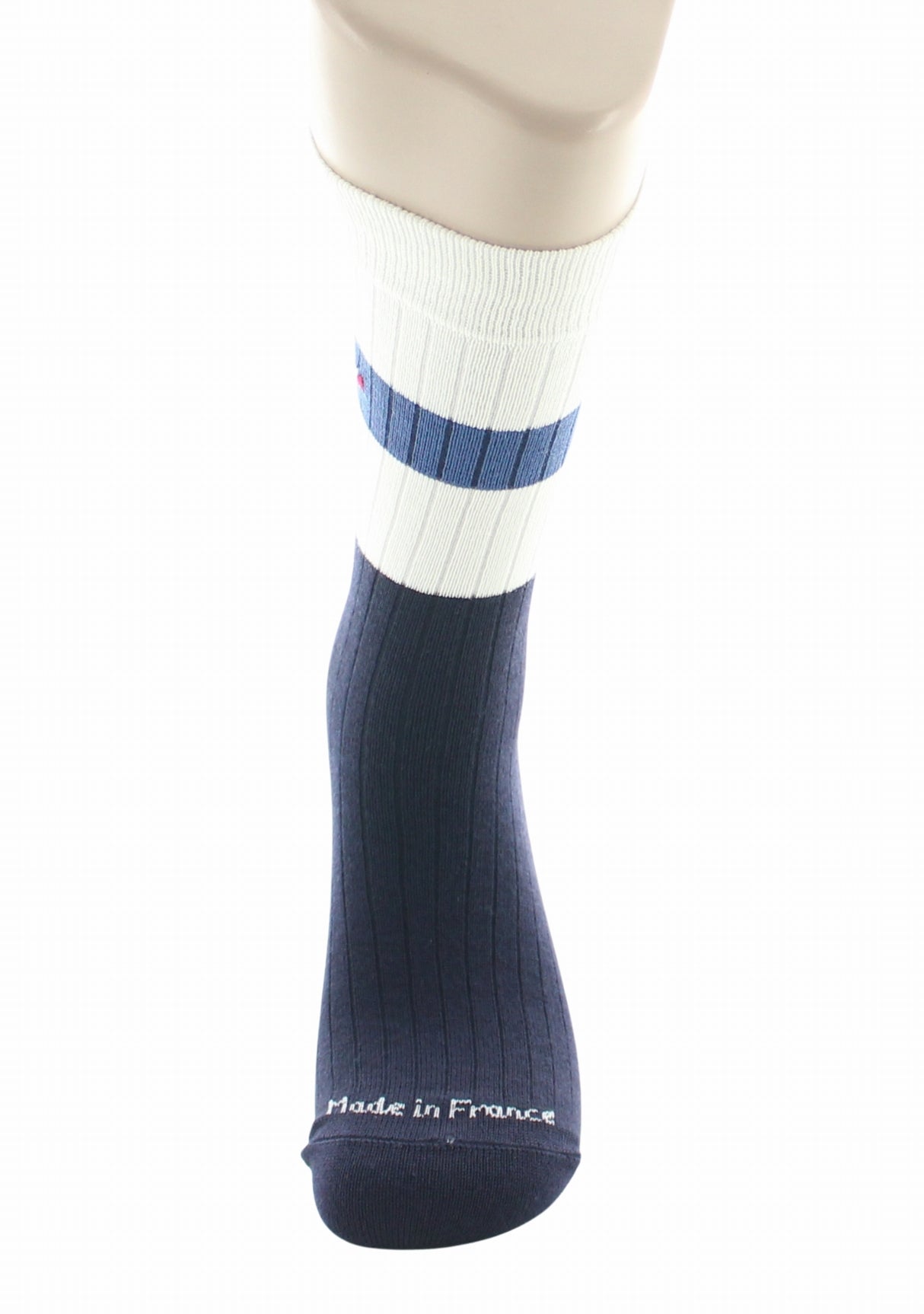 Chaussettes à côtes pour homme en laine Perrin Marine MARINE