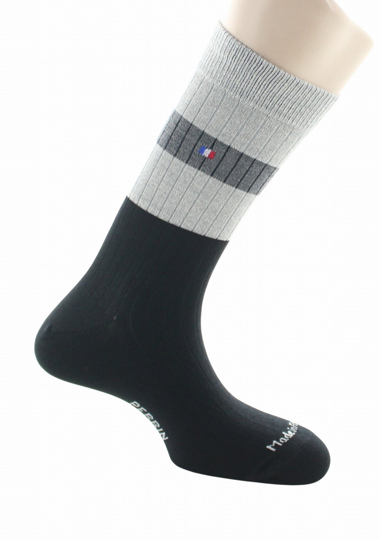 Chaussettes à côtes pour homme en laine Perrin Noir NOIR