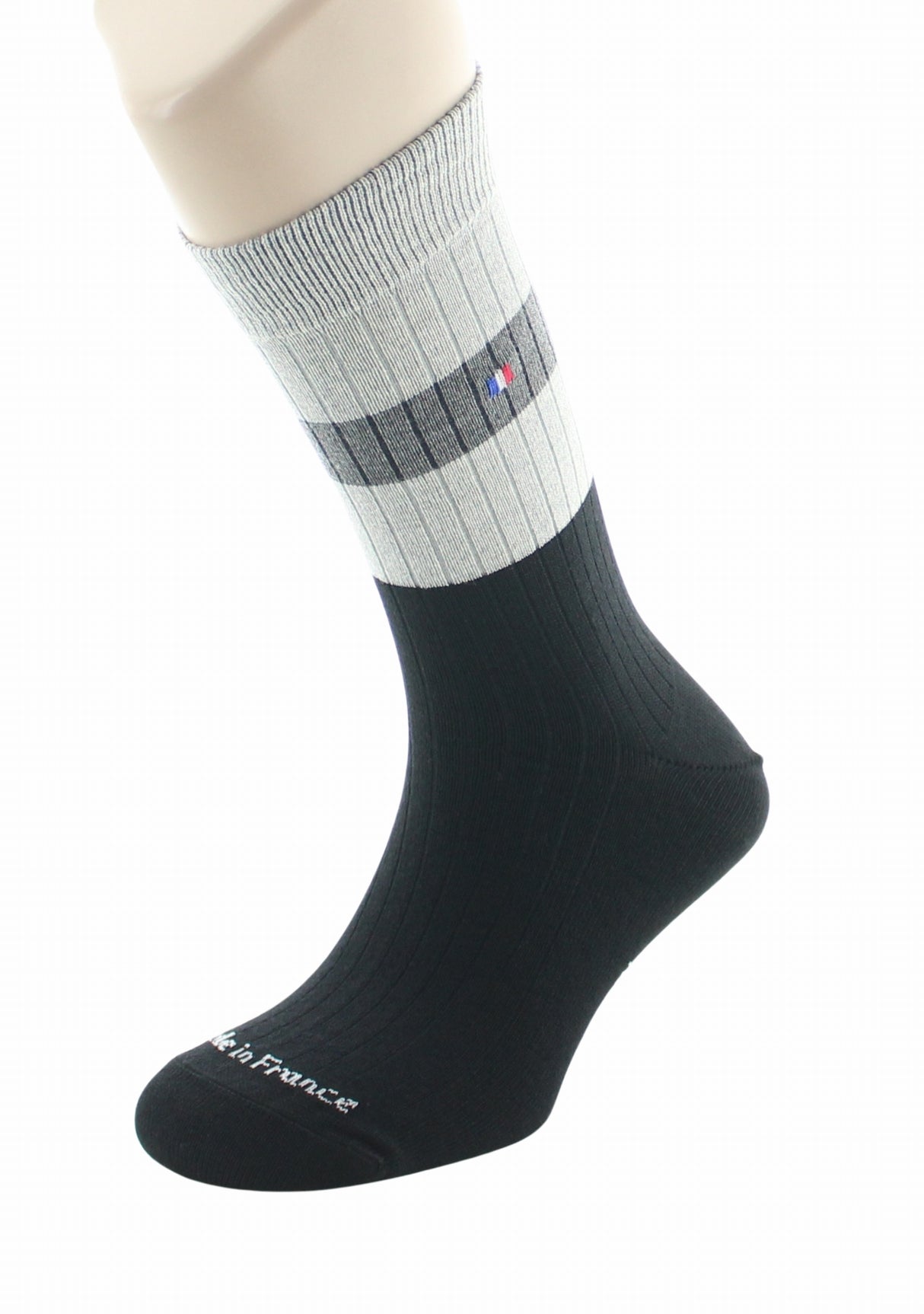 Chaussettes à côtes pour homme en laine Perrin Noir NOIR