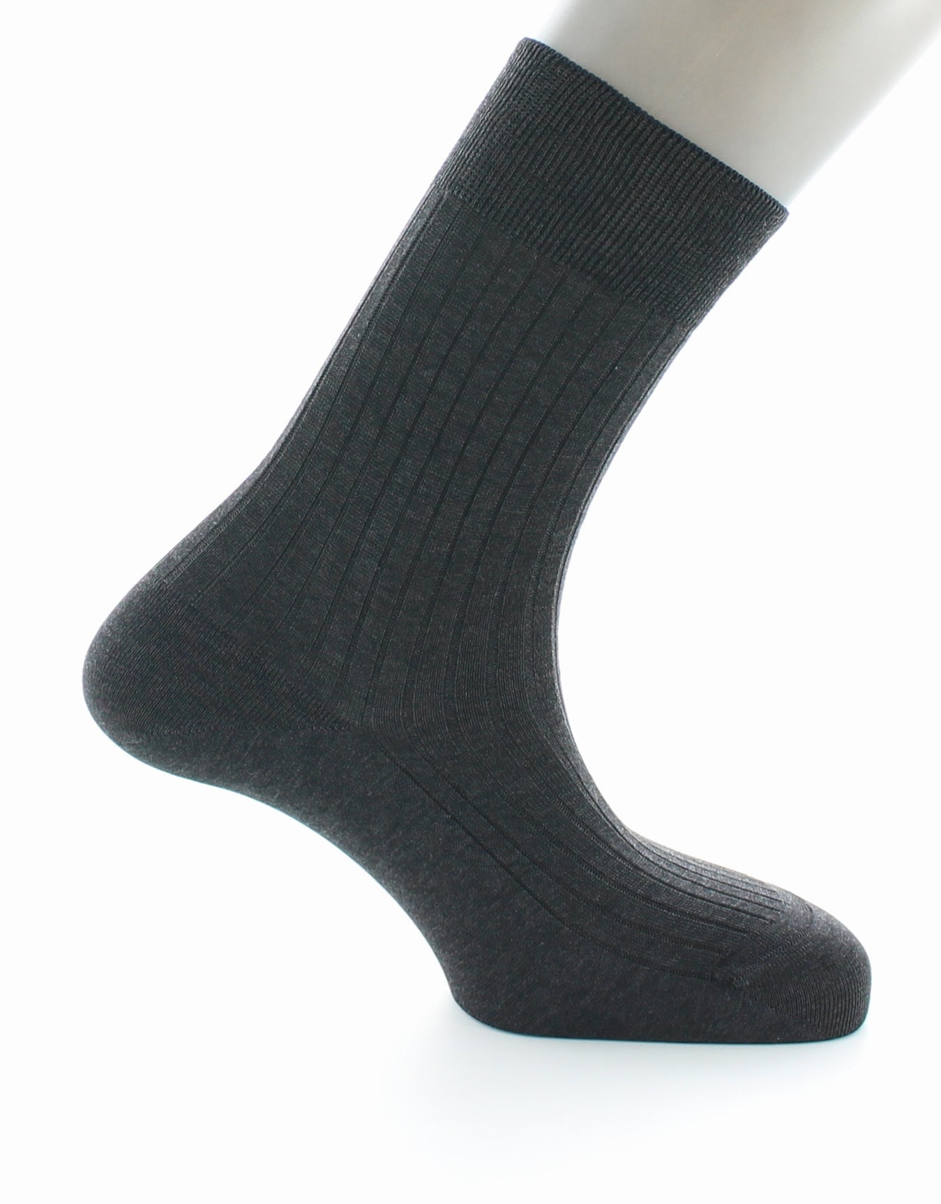 Chaussettes à côtes Pur coton fil d'Écosse supérieur GRIS FONCE CHINE