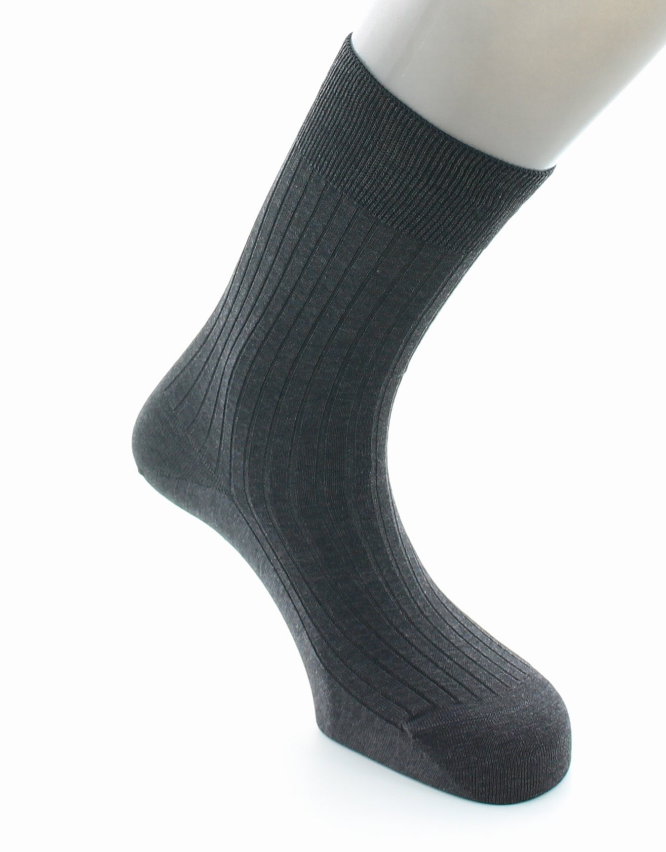 Chaussettes à côtes Pur coton fil d'Écosse supérieur GRIS FONCE CHINE