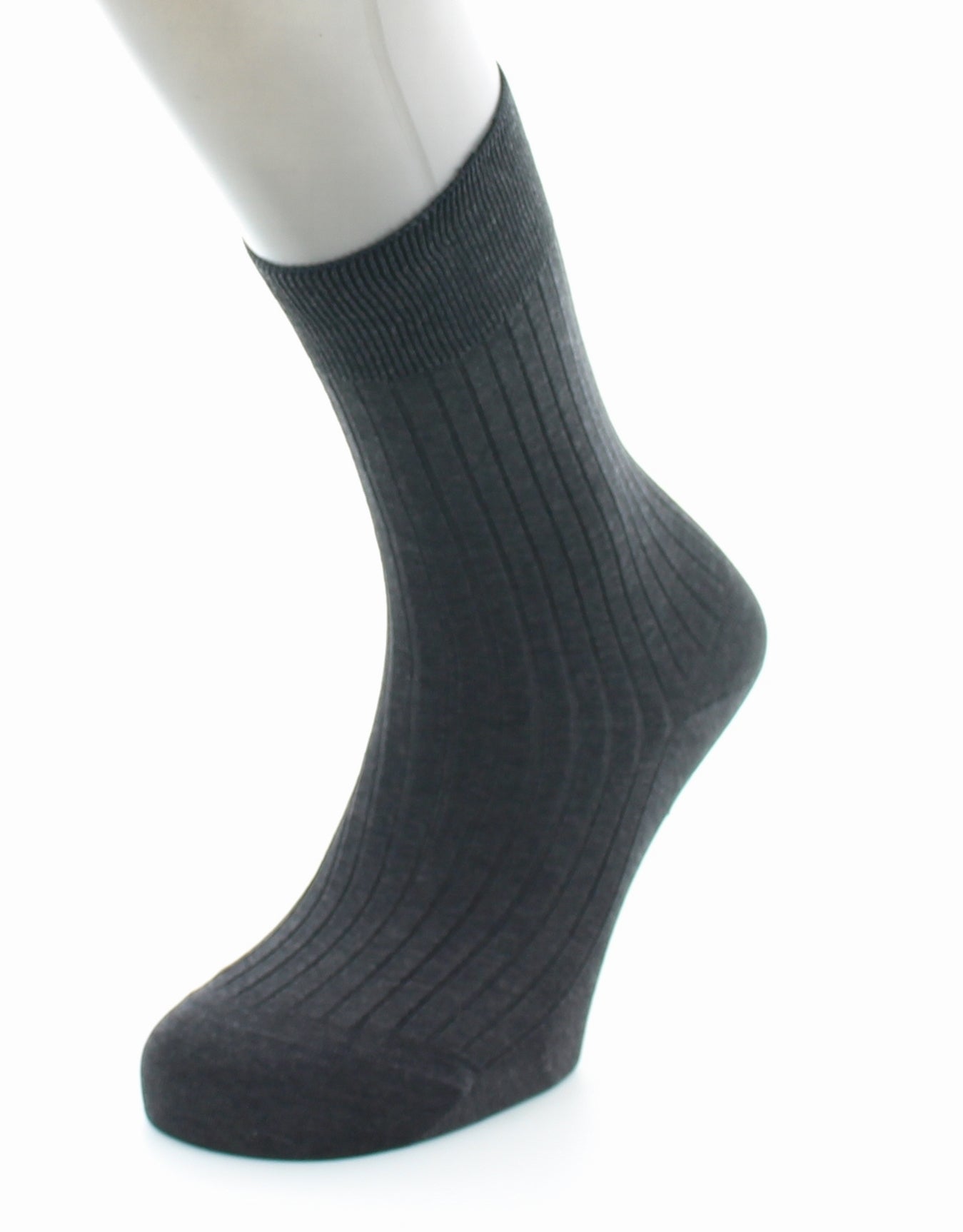 Chaussettes à côtes Pur coton fil d'Écosse supérieur GRIS FONCE CHINE