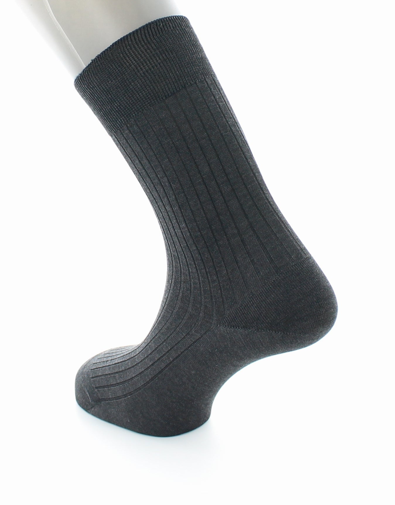 Chaussettes à côtes Pur coton fil d'Écosse supérieur GRIS FONCE CHINE