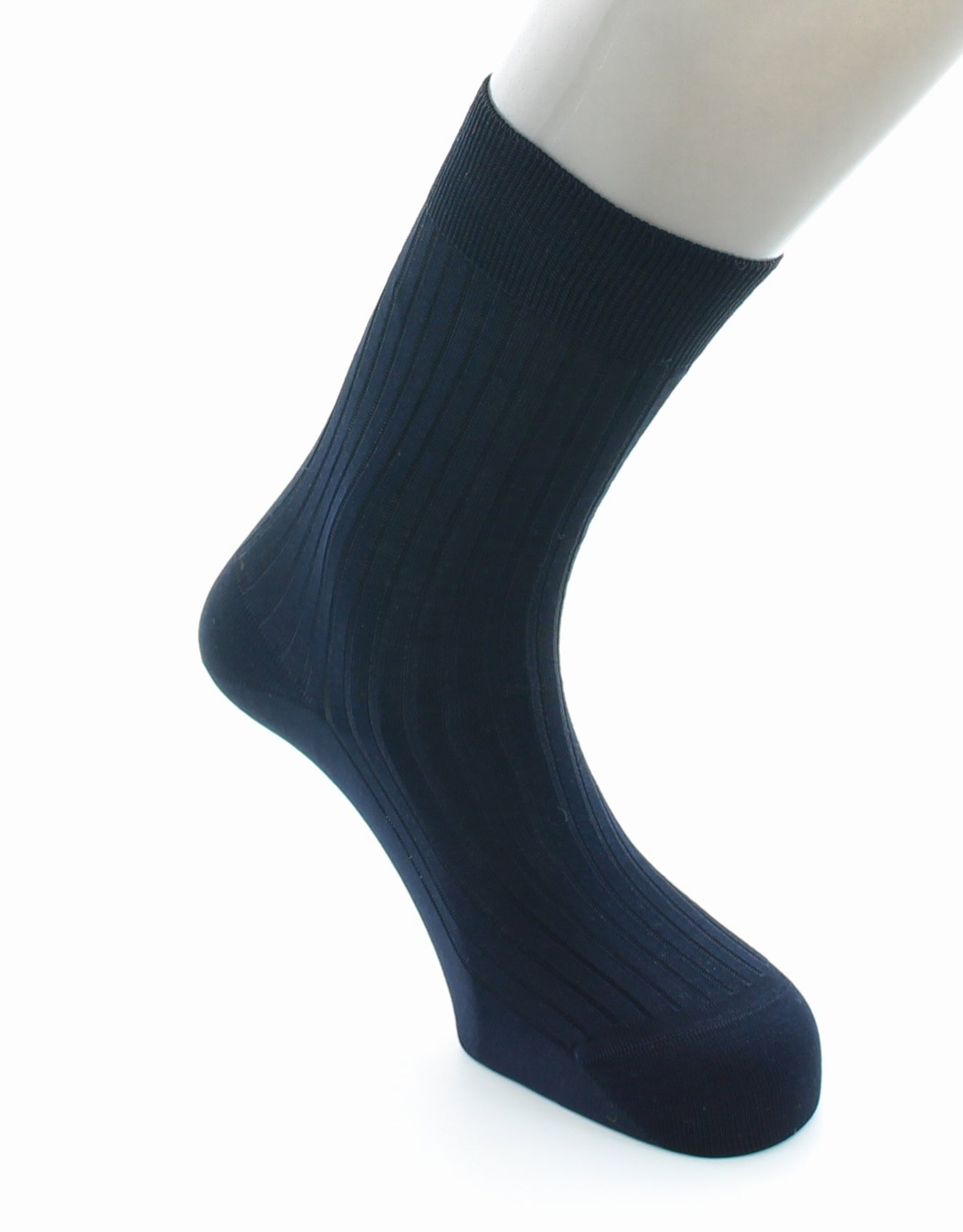 Chaussettes à côtes Pur coton fil d'Écosse supérieur MARINE