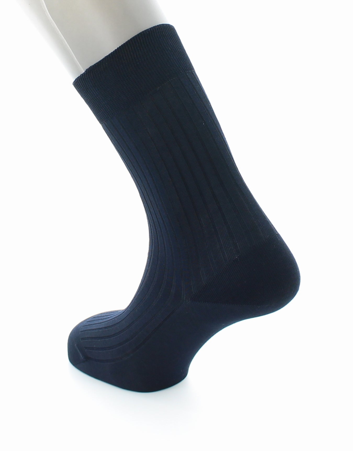 Chaussettes à côtes Pur coton fil d'Écosse supérieur MARINE