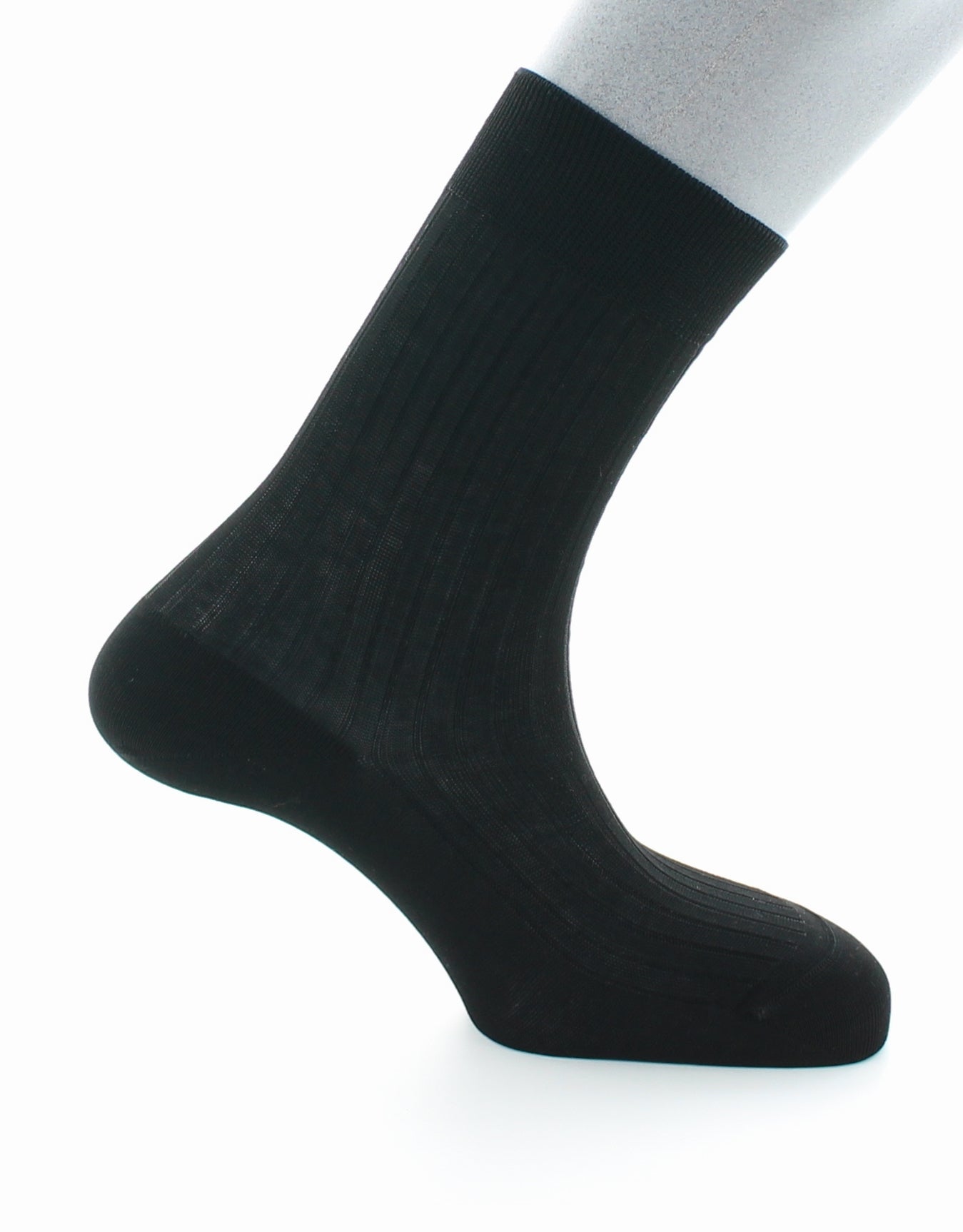 Chaussettes à côtes Pur coton fil d'Écosse supérieur NOIR