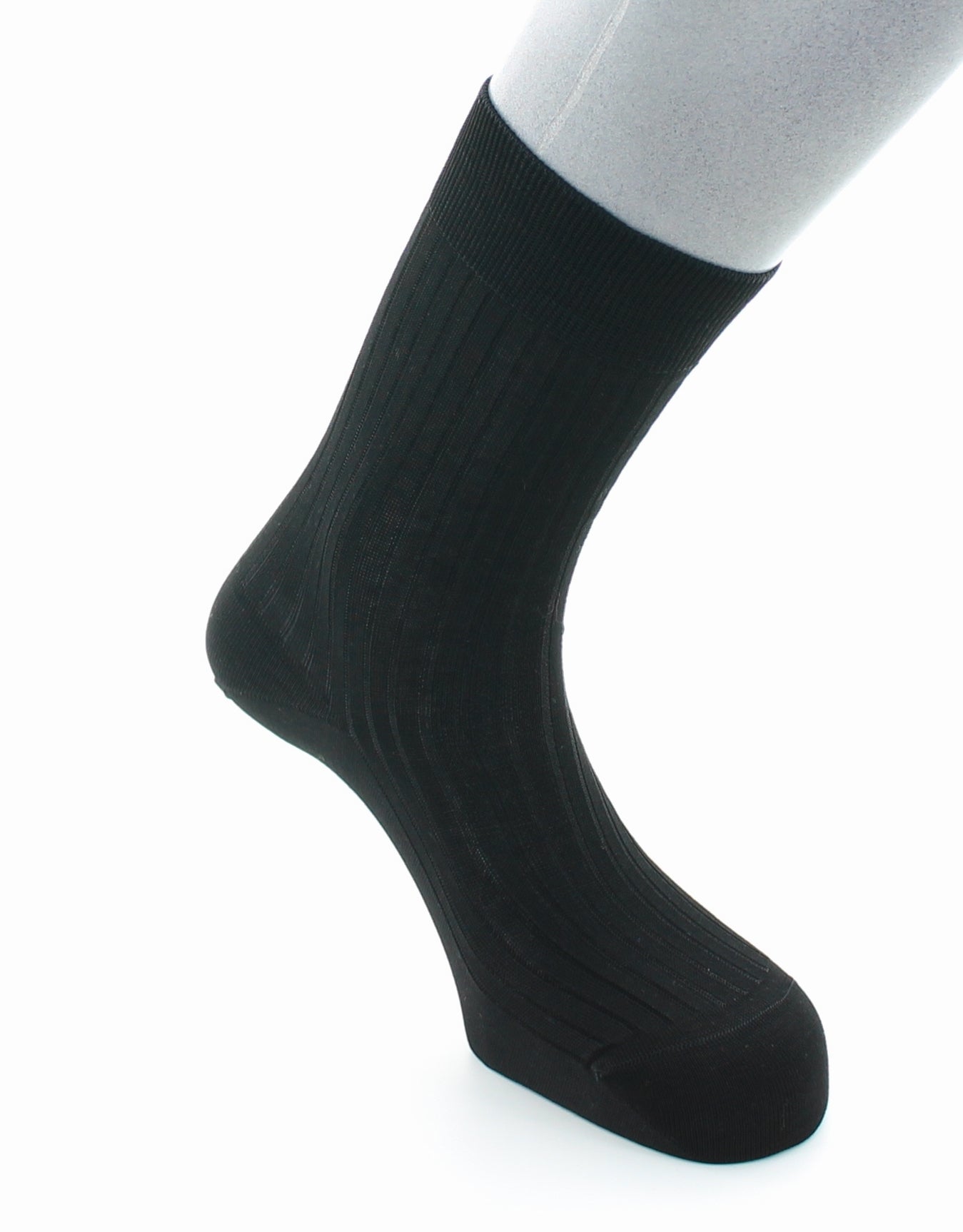 Chaussettes à côtes Pur coton fil d'Écosse supérieur NOIR
