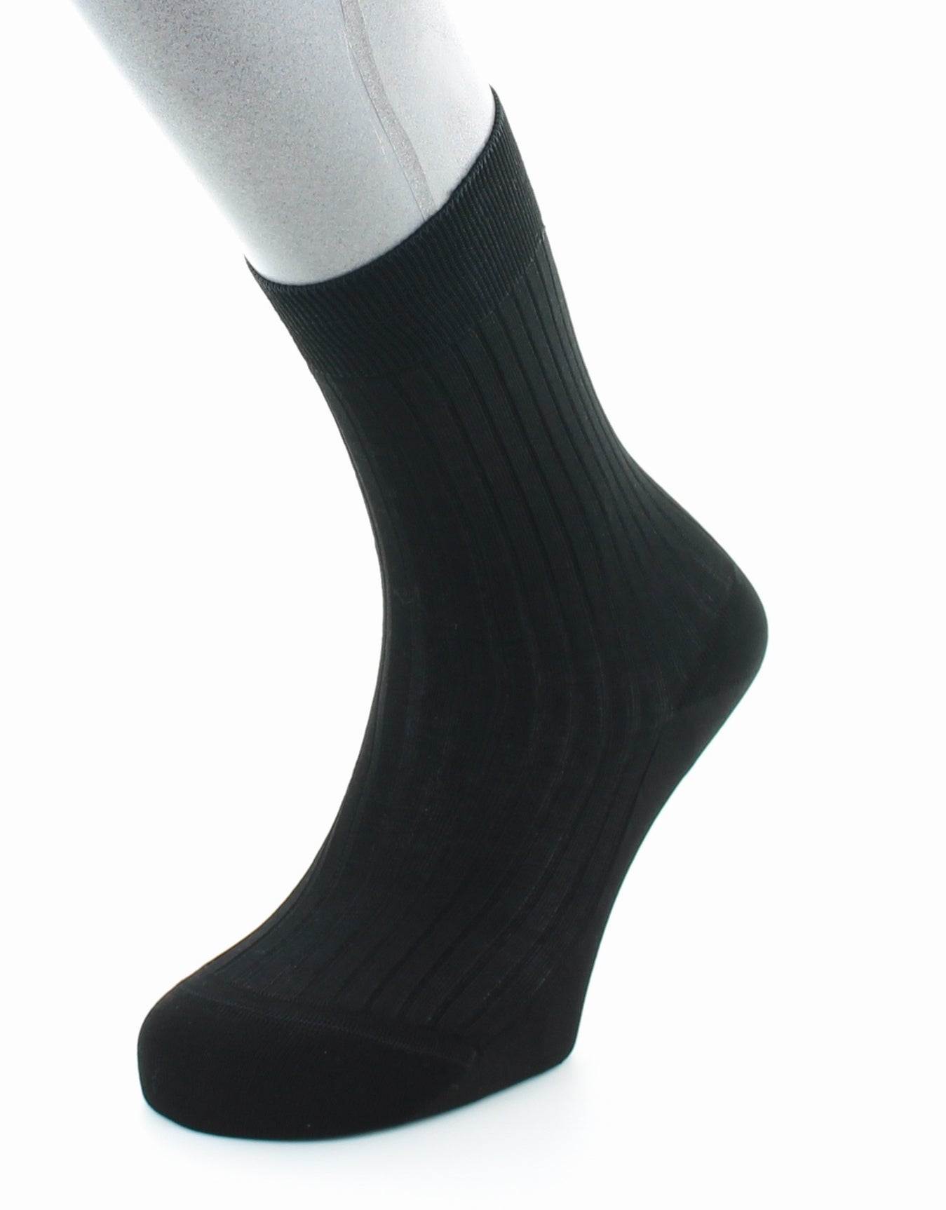 Chaussettes à côtes Pur coton fil d'Écosse supérieur NOIR