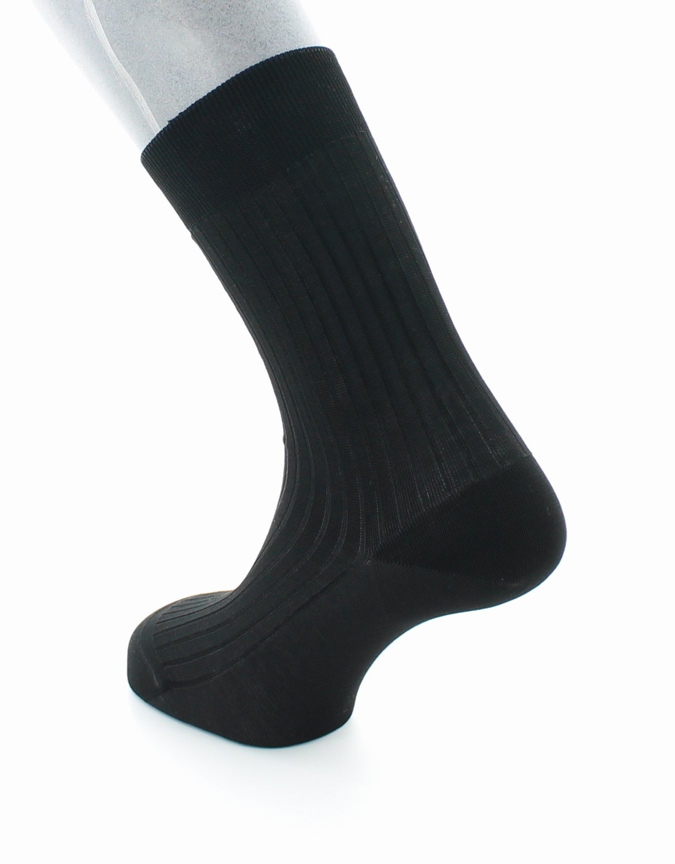 Chaussettes à côtes Pur coton fil d'Écosse supérieur NOIR