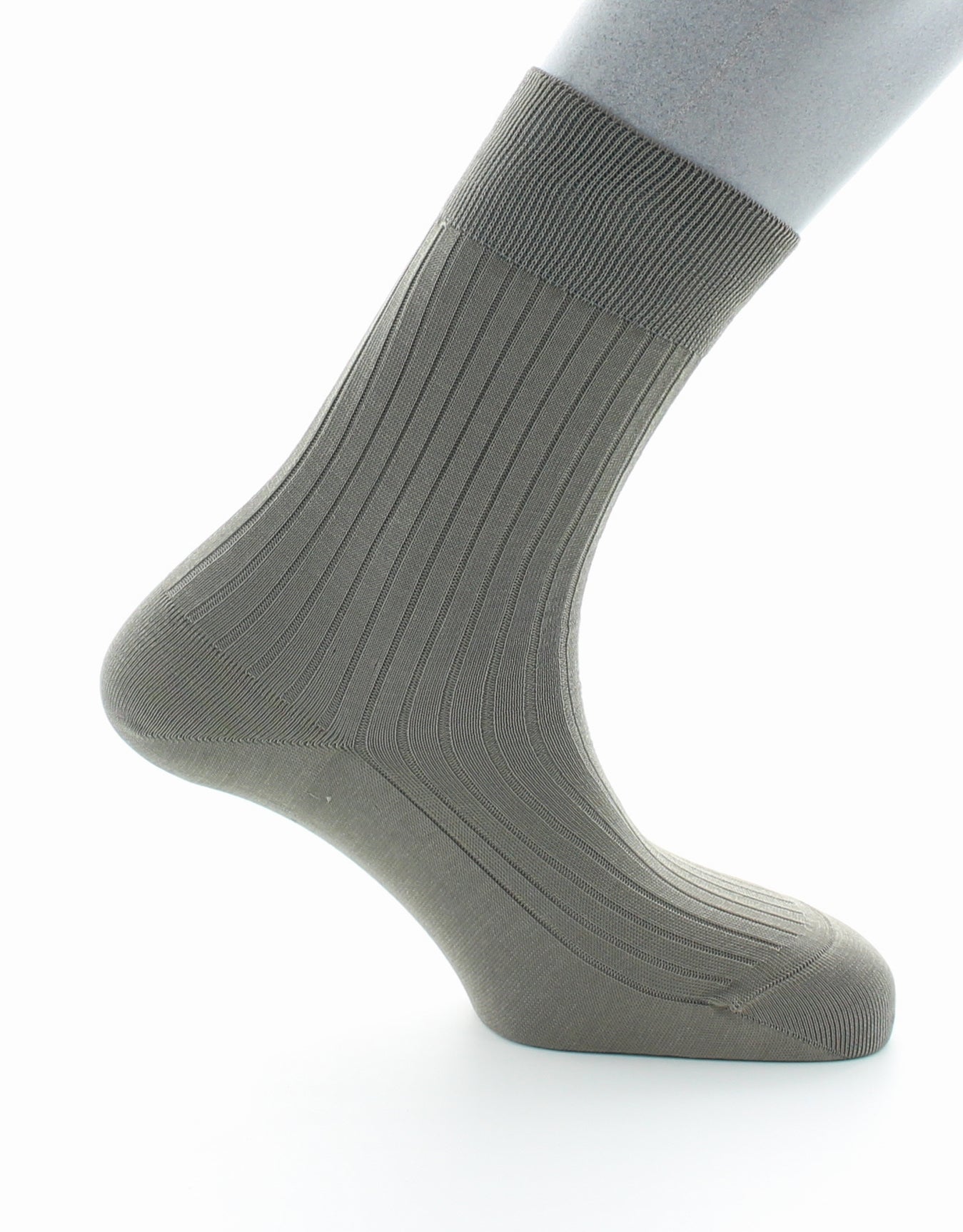 Chaussettes à côtes Pur coton fil d'Écosse supérieur STONE