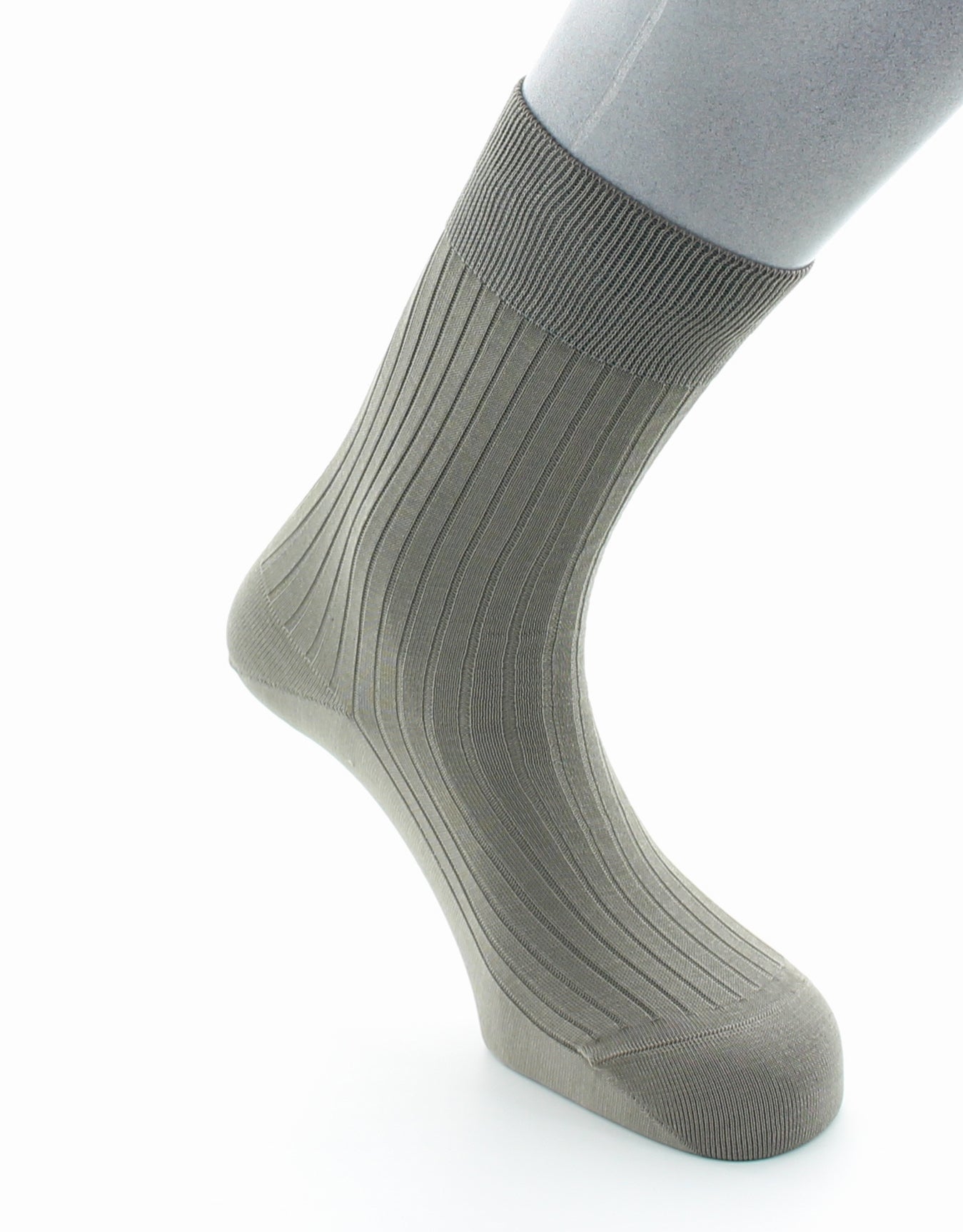 Chaussettes à côtes Pur coton fil d'Écosse supérieur STONE