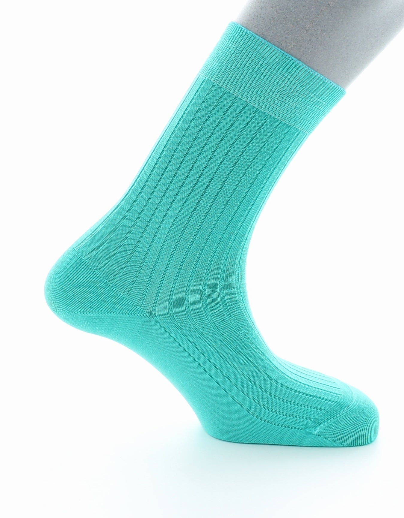 Chaussettes à côtes Pur coton fil d'Écosse supérieur TURQUOISE