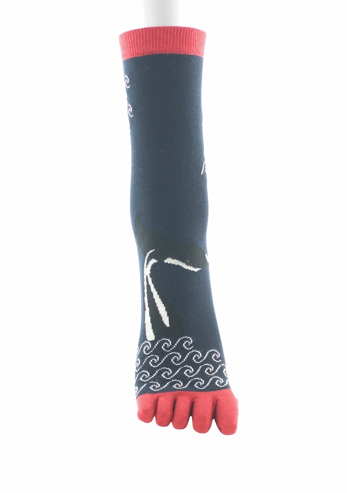 Chaussettes à orteils séparés mixtes Berthe Baleine MARINE/ROUGE