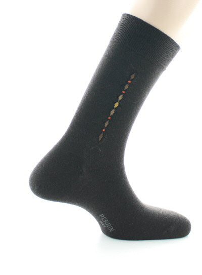 Chaussettes baguette à carreaux en laine peignée MARRON