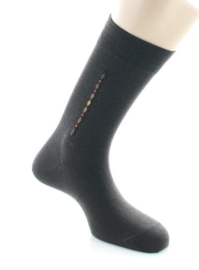 Chaussettes baguette à carreaux en laine peignée MARRON