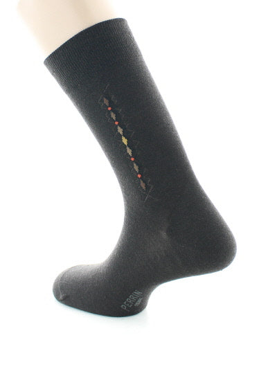 Chaussettes baguette à carreaux en laine peignée MARRON