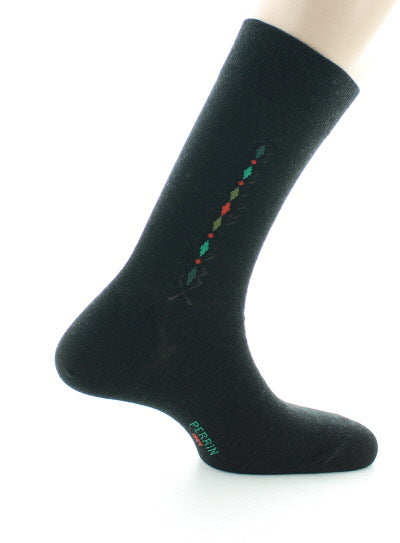 Chaussettes baguette à carreaux en laine peignée NOIR