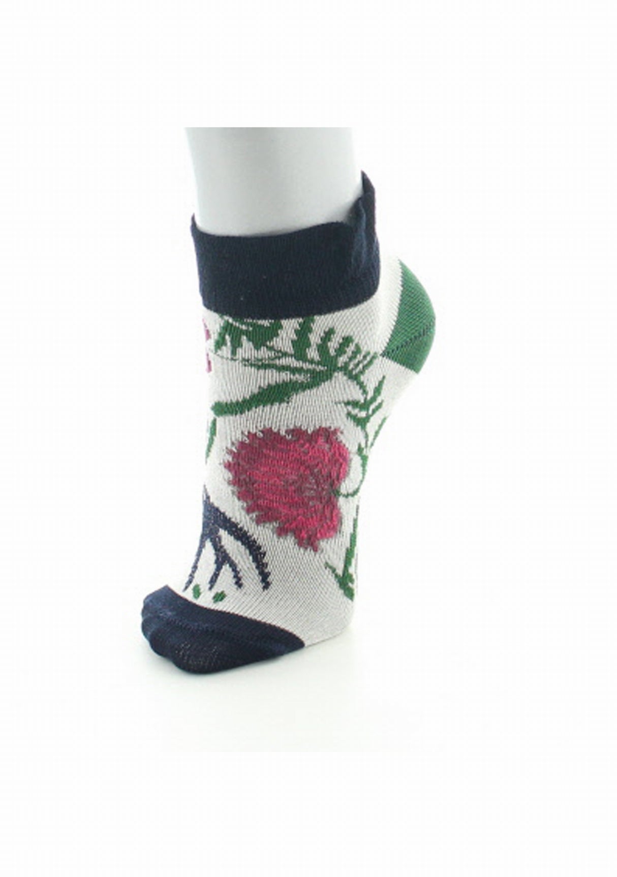 Chaussettes bébé coton fil d'Ecosse Fleurs et Feuilles IVOIRE