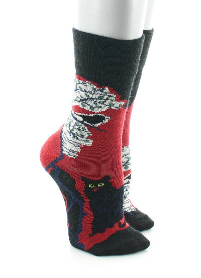 Chaussettes bébé Le Chat et l'Oiseau en laine Noir/Rouge NOIR/ROUGE