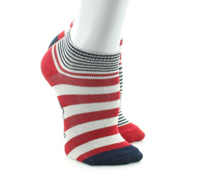Chaussettes bébé Rayures Asymétriques en coton fil d'Écosse Rouge/Écru/Marine ROUGE