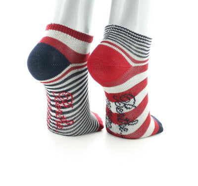 Chaussettes bébé Rayures Asymétriques en coton fil d'Écosse Rouge/Écru/Marine ROUGE