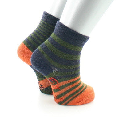 Chaussettes bébé Rayures Asymétriques en laine Kaki/Orange/Marine MARINE/KAKI/ORANGE