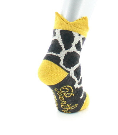 Chaussettes bébé Tâches de Girafe et Couronne Jaune en laine MARRON/ECRU