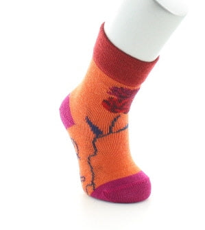 Chaussettes bébé Vive les fleurs en laine Orange ORANGE
