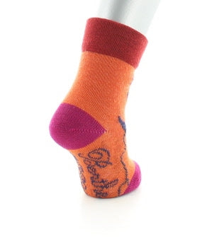 Chaussettes bébé Vive les fleurs en laine Orange ORANGE