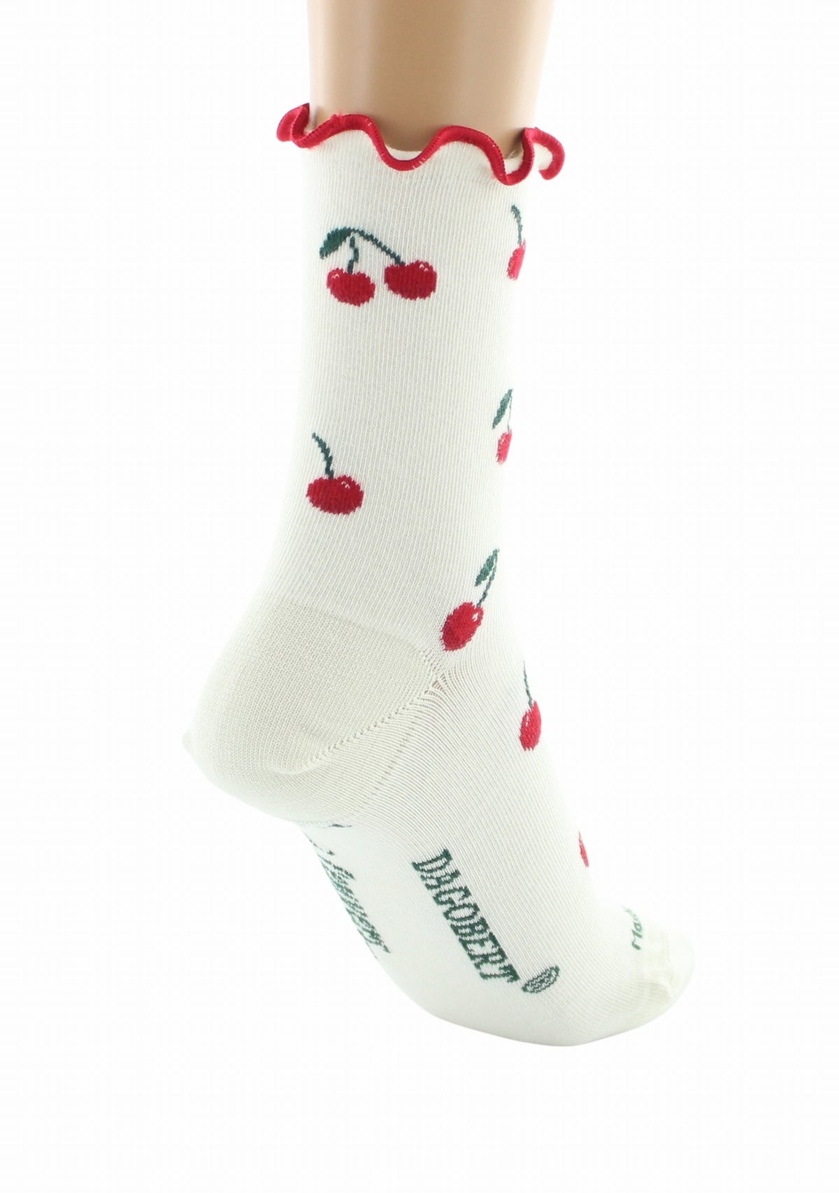 Chaussettes coton bio femme Dagobert à l’envers cerises écru ECRU