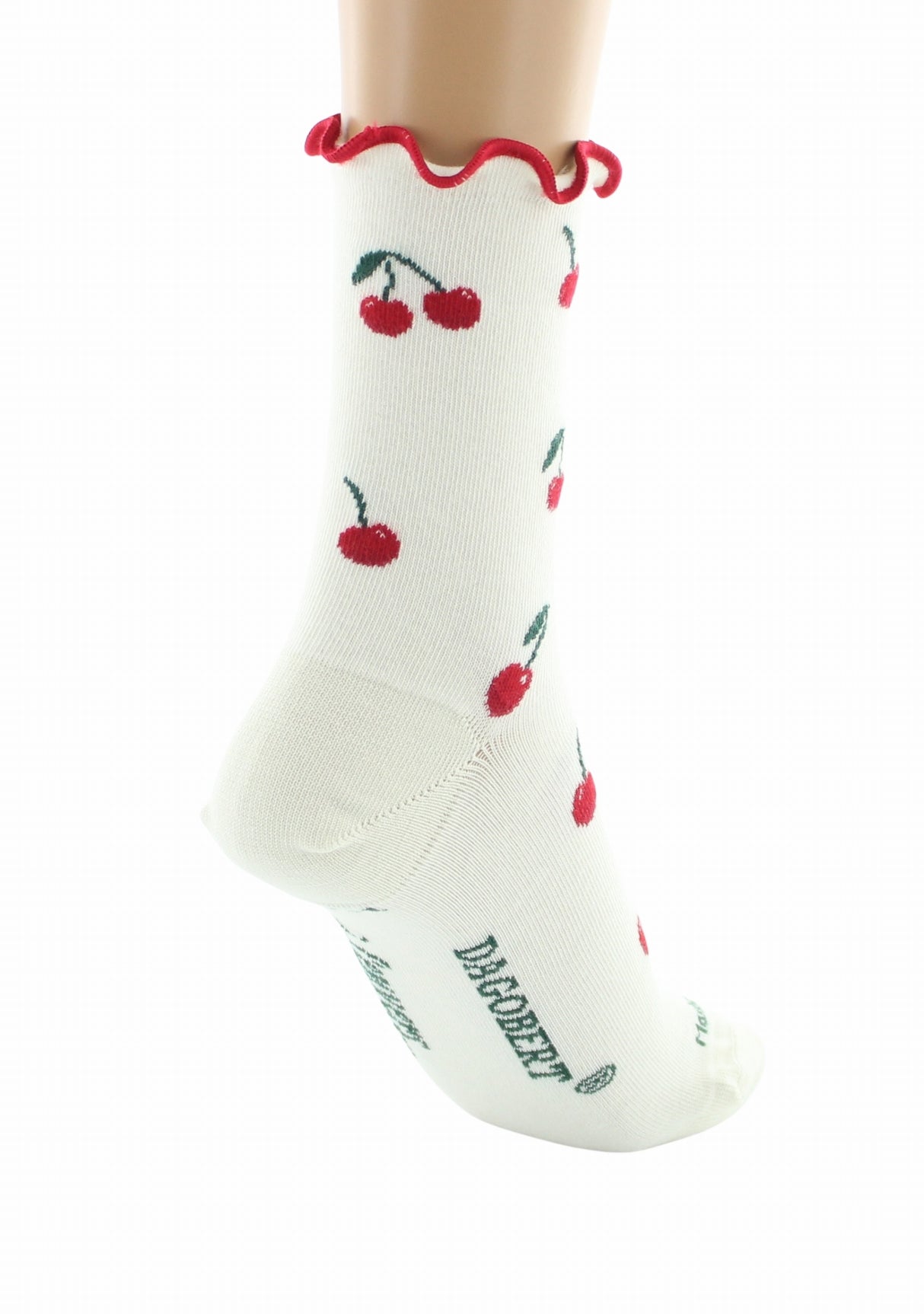 Chaussettes coton bio femme Dagobert à l’envers cerises écru ECRU