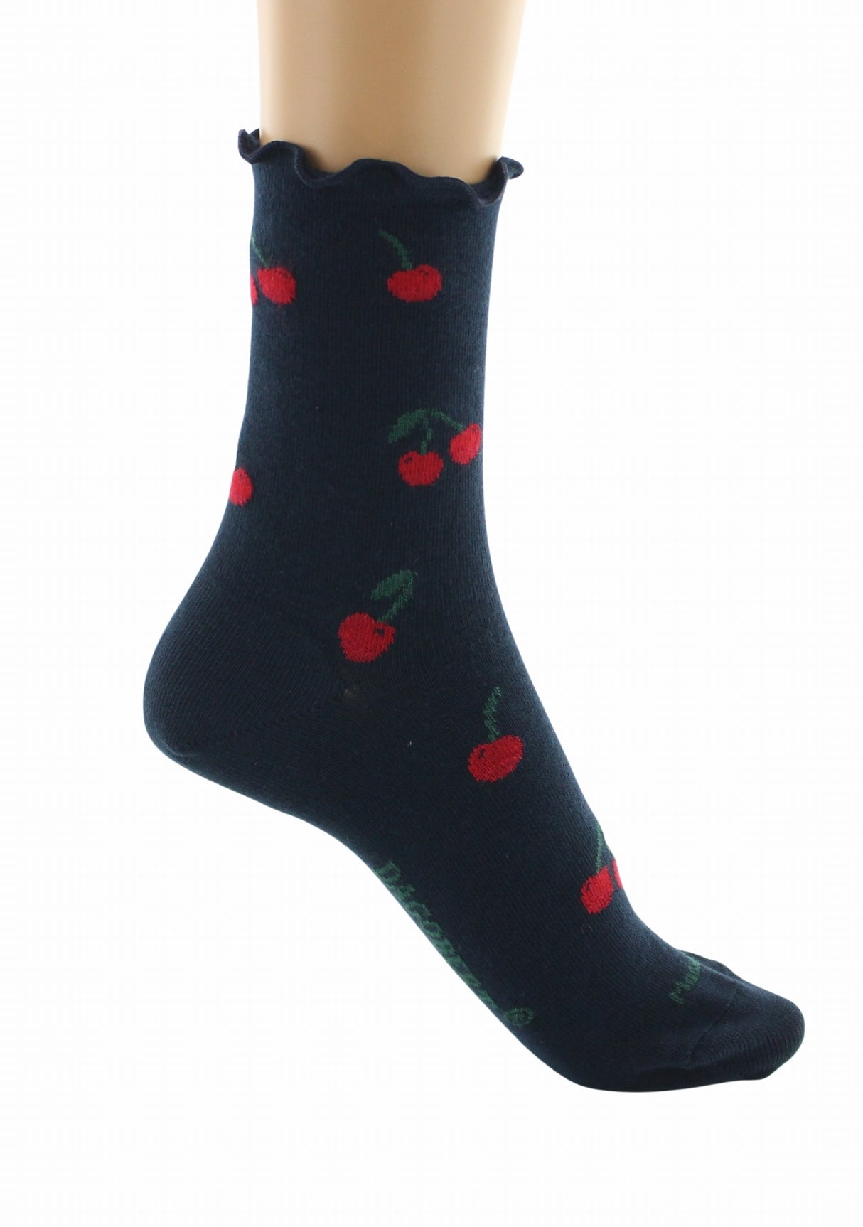 Chaussettes coton bio femme Dagobert à l’envers cerises marine MARINE