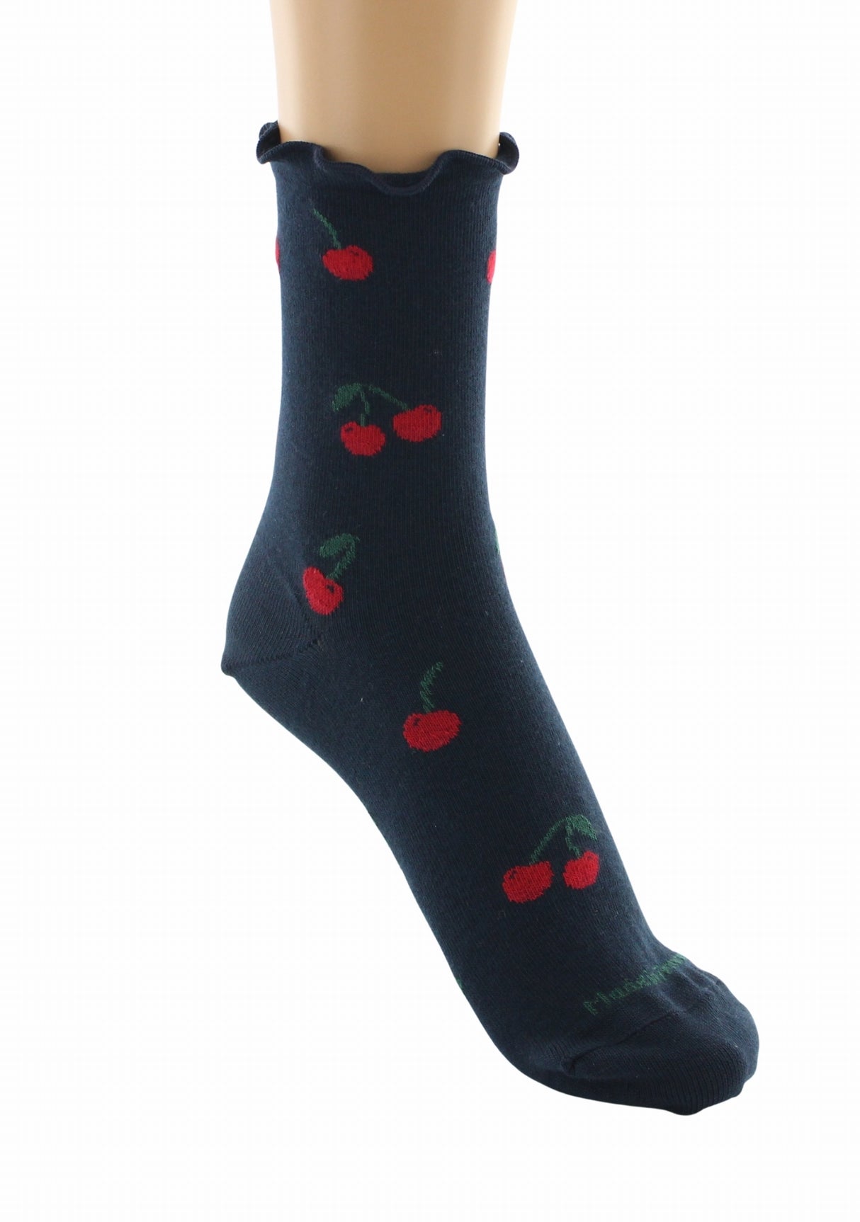 Chaussettes coton bio femme Dagobert à l’envers cerises marine MARINE