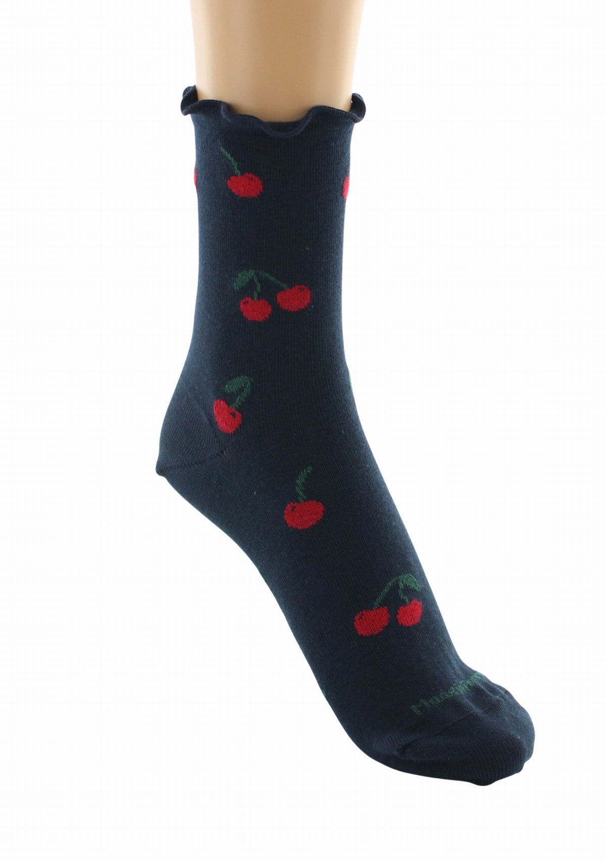 Chaussettes coton bio femme Dagobert à l’envers cerises marine MARINE