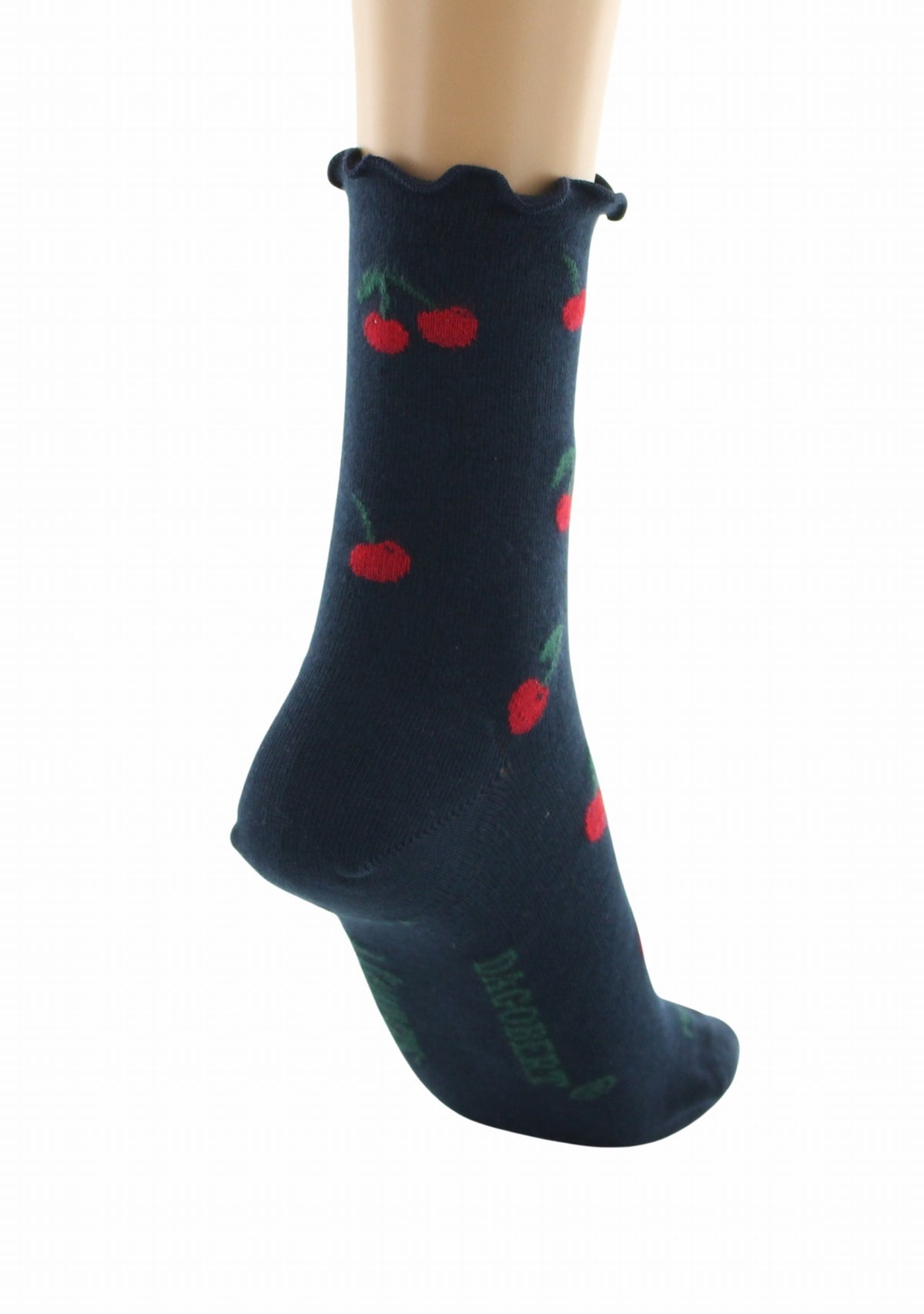 Chaussettes coton bio femme Dagobert à l’envers cerises marine MARINE